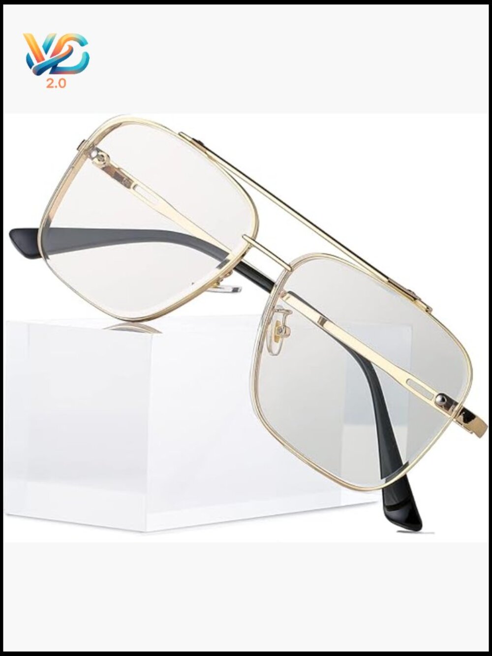 Oversized Square Aviator Sunglasses Fashion Metal Frame Tinted Lens Retro 70s